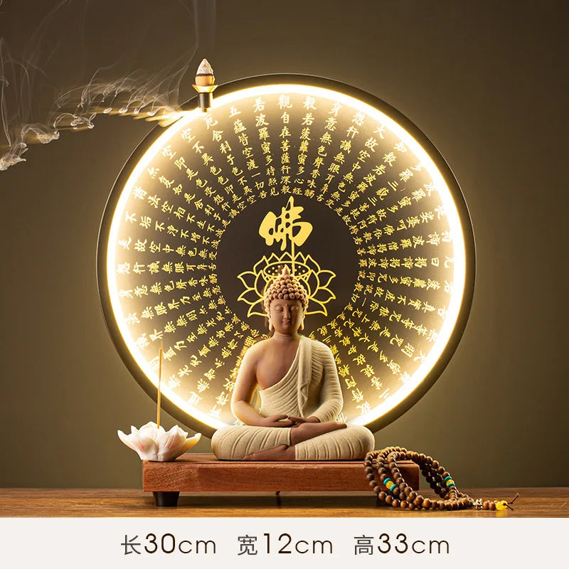 Buddha Statue Tathagata Buddha Figure Sakyamuni Large Buddha Statue Ceramic Lamp Circle Customized For Incense Porch Home Decor