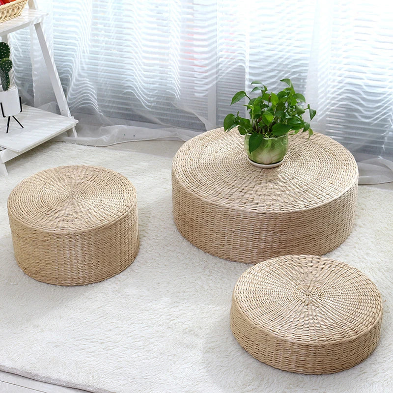 Japanese Straw Pouf Seat
