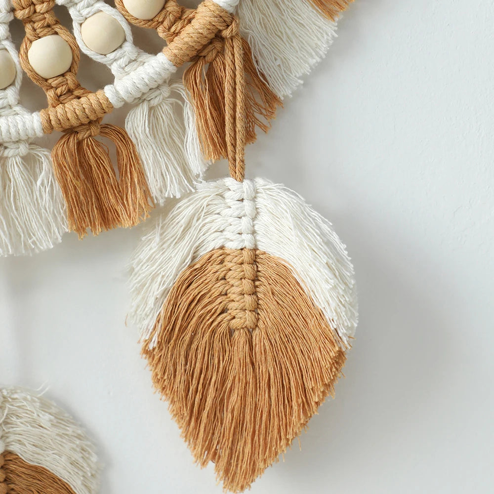 Handwoven Macrame Leaf Mirror
