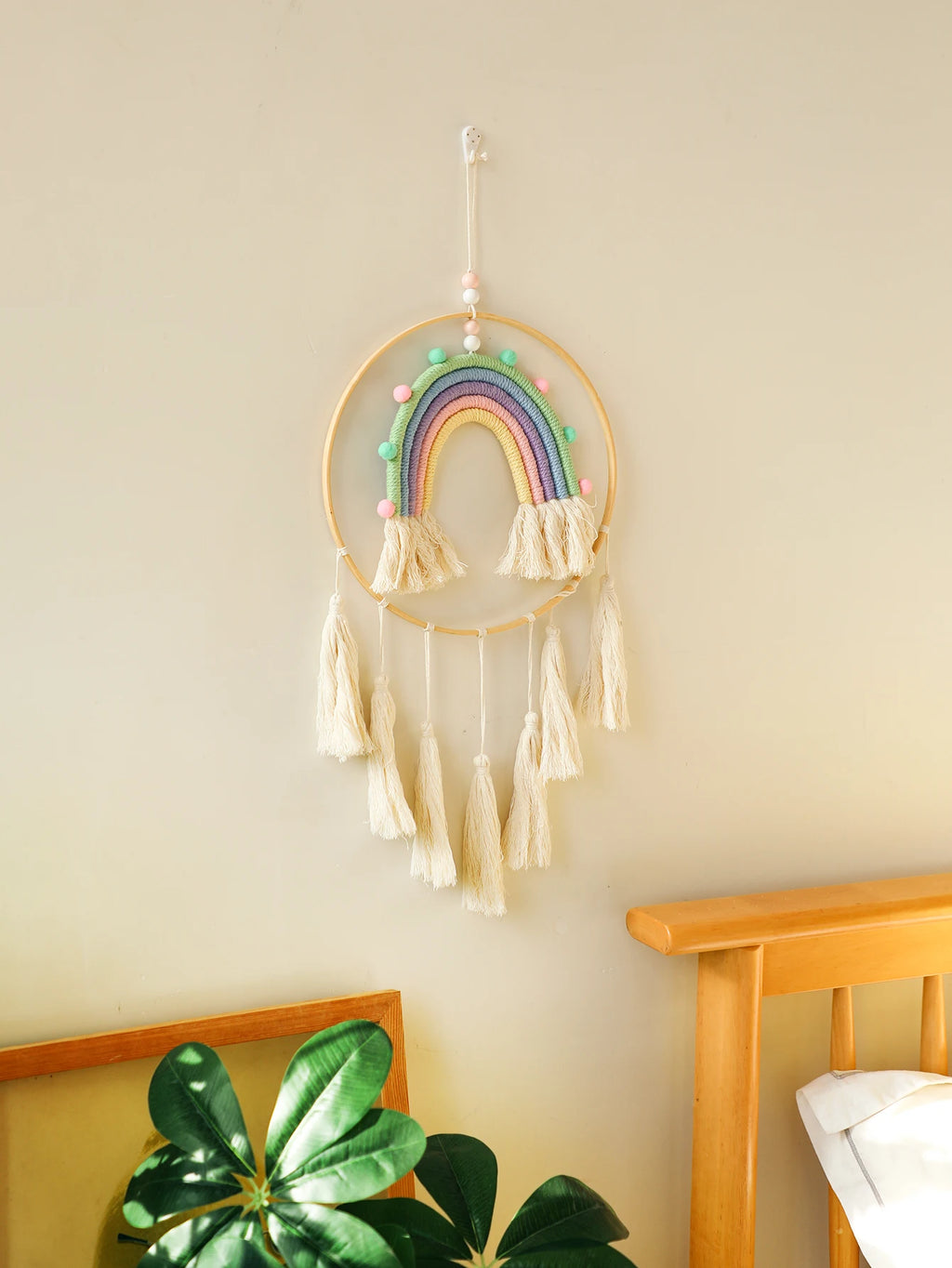 Handmade Rainbow Macrame Tapestry