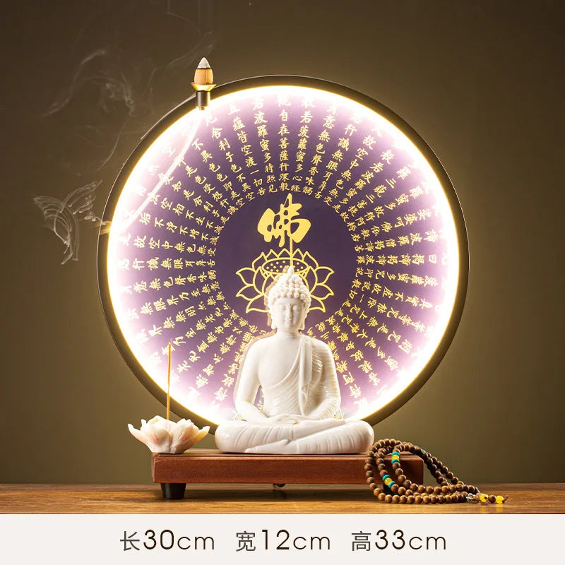 Buddha Statue Tathagata Buddha Figure Sakyamuni Large Buddha Statue Ceramic Lamp Circle Customized For Incense Porch Home Decor