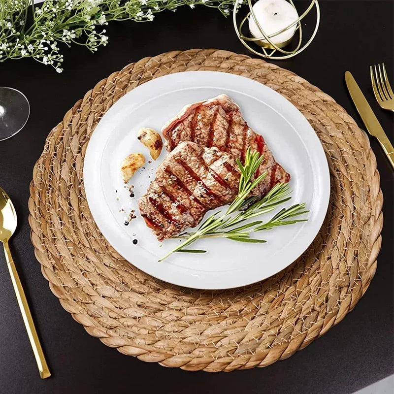 Eco-Friendly Handwoven Placemats-  Heat Resistant Natural Rattan Table Mats for Dining, Kitchen, Wedding & Home Decor,