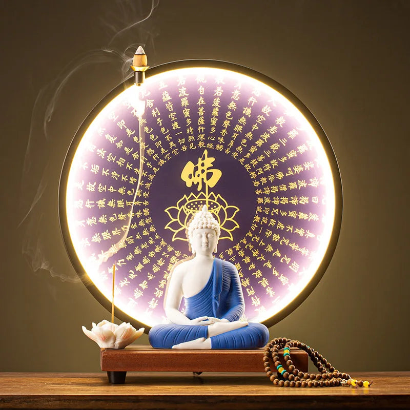 Buddha Statue Tathagata Buddha Figure Sakyamuni Large Buddha Statue Ceramic Lamp Circle Customized For Incense Porch Home Decor