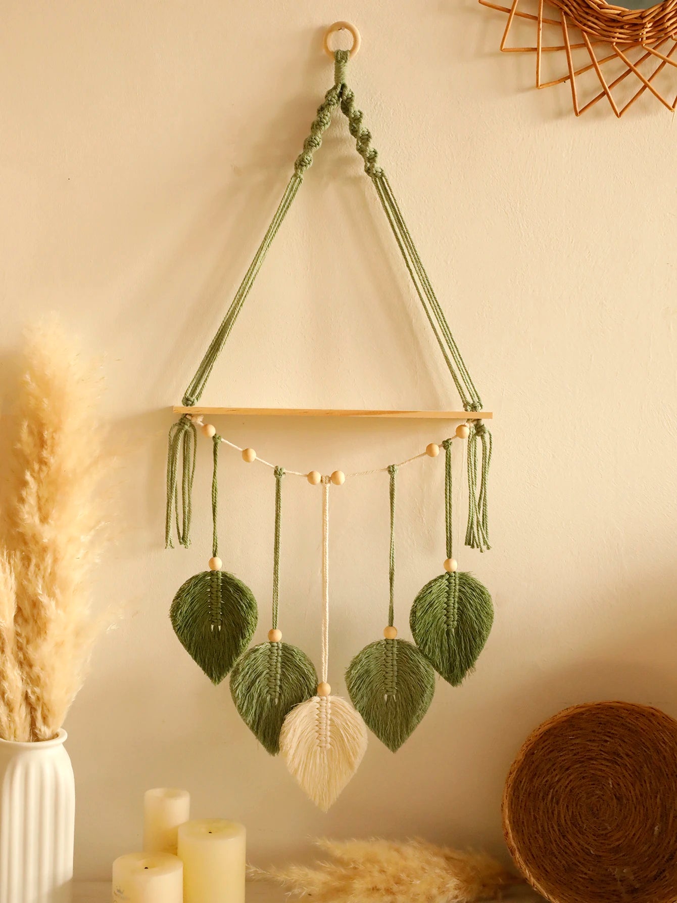 Leaf Macrame Floating Shelf Tapestry