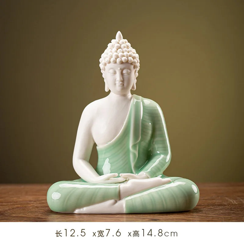 Buddha Statue Tathagata Buddha Figure Sakyamuni Large Buddha Statue Ceramic Lamp Circle Customized For Incense Porch Home Decor