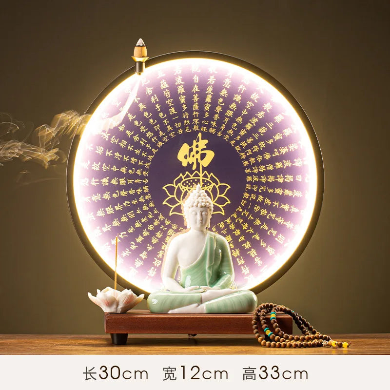 Buddha Statue Tathagata Buddha Figure Sakyamuni Large Buddha Statue Ceramic Lamp Circle Customized For Incense Porch Home Decor