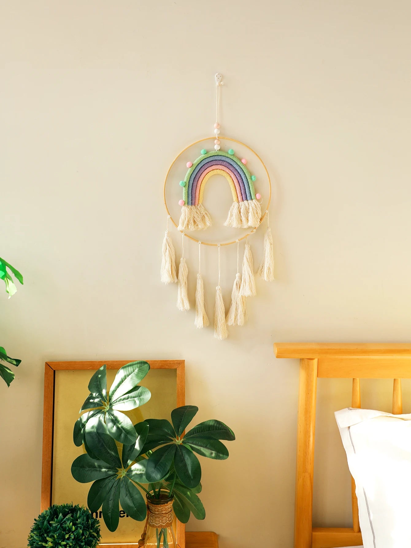 Handmade Rainbow Macrame Tapestry