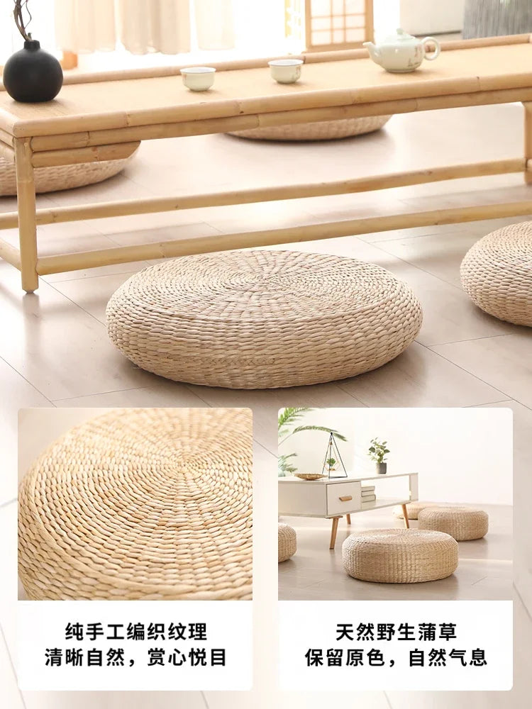 Straw futon seat cushion Japanese tatami meditation kneeling prayer mat Hand woven natural cushion