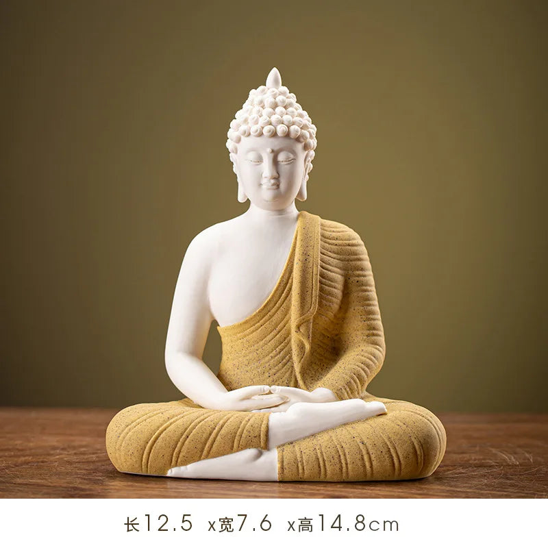 Buddha Statue Tathagata Buddha Figure Sakyamuni Large Buddha Statue Ceramic Lamp Circle Customized For Incense Porch Home Decor