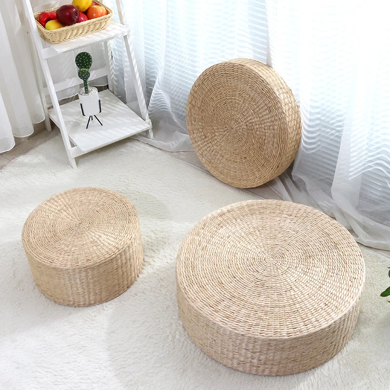 Japanese Straw Pouf Seat