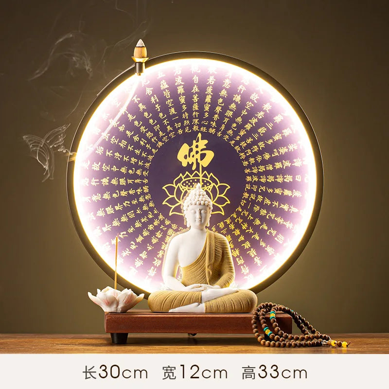 Buddha Statue Tathagata Buddha Figure Sakyamuni Large Buddha Statue Ceramic Lamp Circle Customized For Incense Porch Home Decor