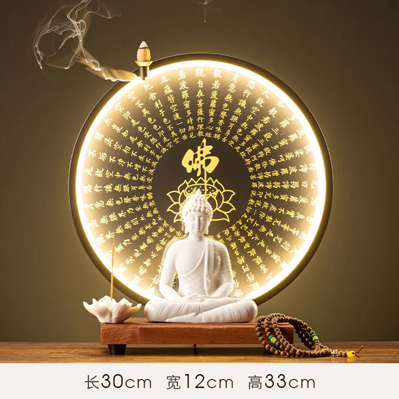 Buddha Statue Tathagata Buddha Figure Sakyamuni Large Buddha Statue Ceramic Lamp Circle Customized For Incense Porch Home Decor