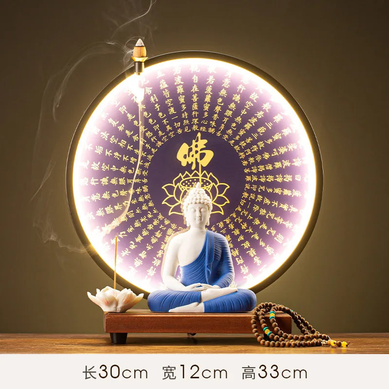Buddha Statue Tathagata Buddha Figure Sakyamuni Large Buddha Statue Ceramic Lamp Circle Customized For Incense Porch Home Decor