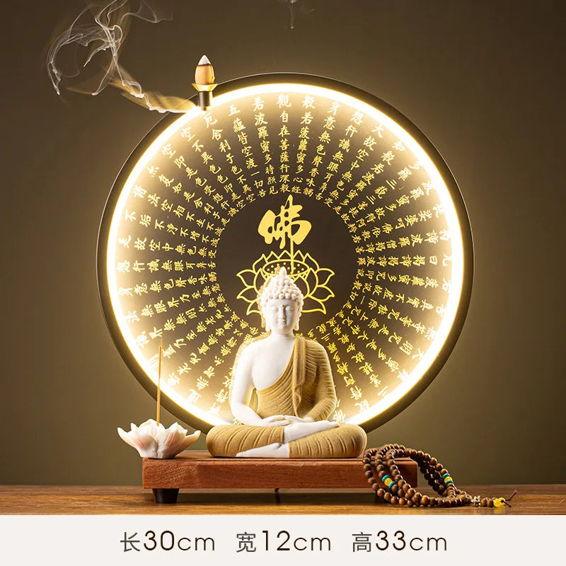 Buddha Statue Tathagata Buddha Figure Sakyamuni Large Buddha Statue Ceramic Lamp Circle Customized For Incense Porch Home Decor