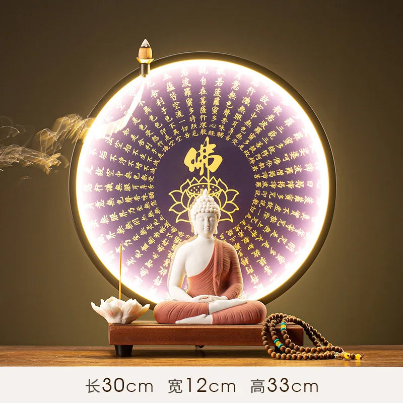Buddha Statue Tathagata Buddha Figure Sakyamuni Large Buddha Statue Ceramic Lamp Circle Customized For Incense Porch Home Decor