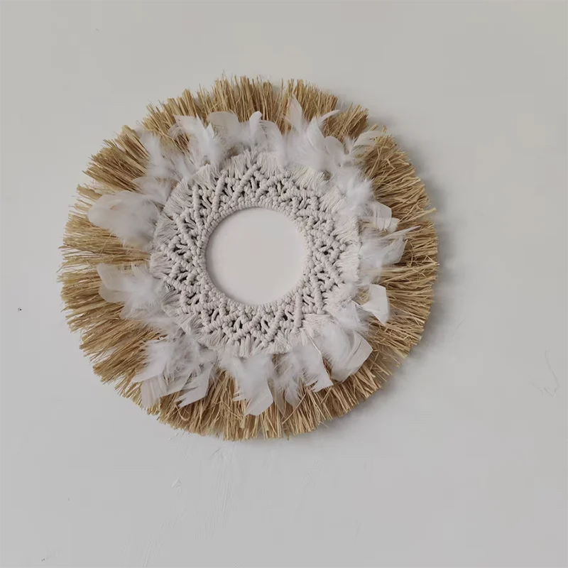 🌾 Natural Raffia Boho Wall Hanging – Handmade Farmhouse Charm 💛
