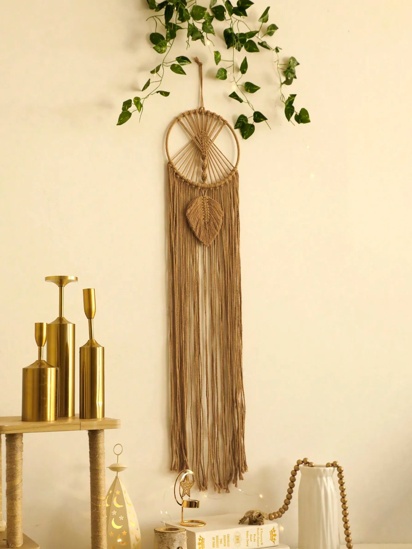 Circular Leaf Macrame Dreamcatcher