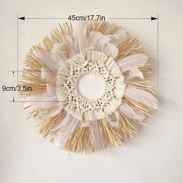 🌾 Natural Raffia Boho Wall Hanging – Handmade Farmhouse Charm 💛