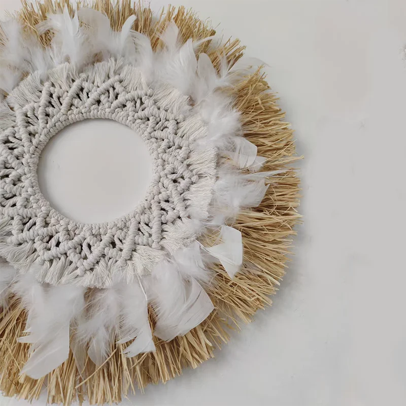 🌾 Natural Raffia Boho Wall Hanging – Handmade Farmhouse Charm 💛