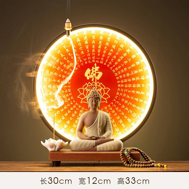Buddha Statue Tathagata Buddha Figure Sakyamuni Large Buddha Statue Ceramic Lamp Circle Customized For Incense Porch Home Decor