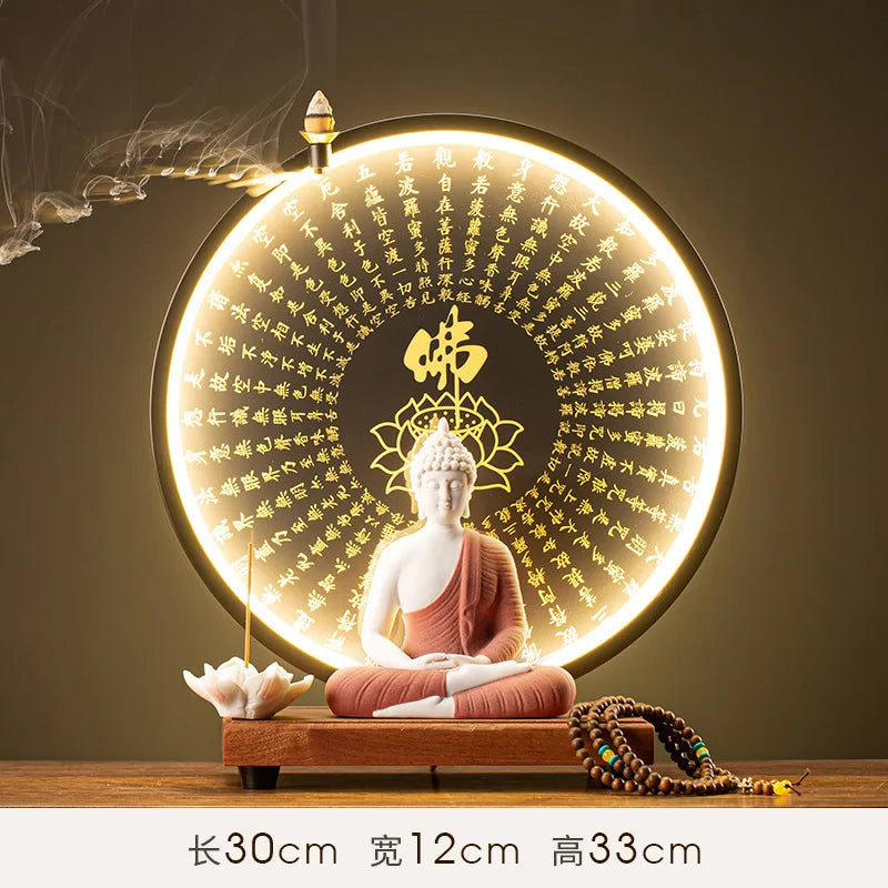 Buddha Statue Tathagata Buddha Figure Sakyamuni Large Buddha Statue Ceramic Lamp Circle Customized For Incense Porch Home Decor