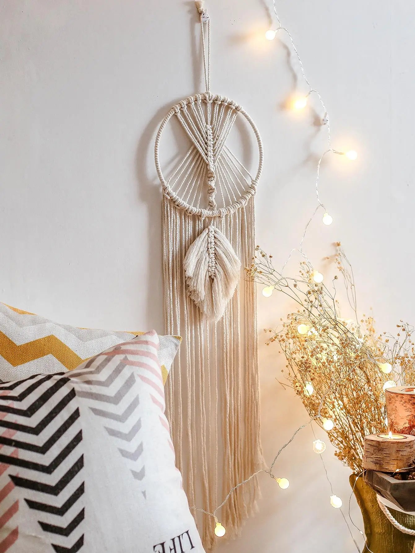 Circular Leaf Macrame Dreamcatcher