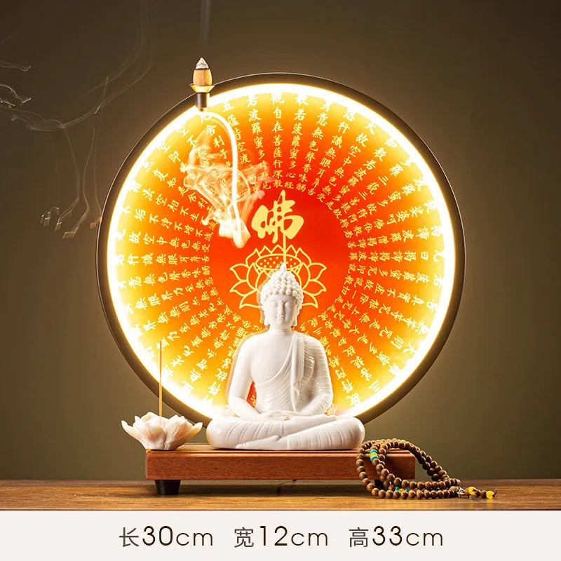 Buddha Statue Tathagata Buddha Figure Sakyamuni Large Buddha Statue Ceramic Lamp Circle Customized For Incense Porch Home Decor