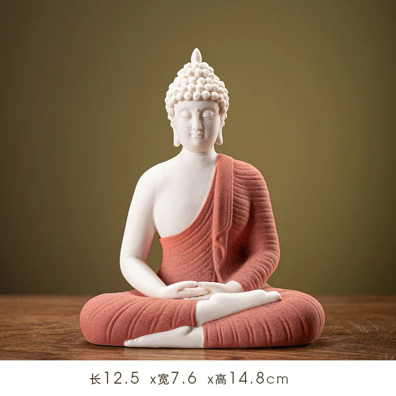 Buddha Statue Tathagata Buddha Figure Sakyamuni Large Buddha Statue Ceramic Lamp Circle Customized For Incense Porch Home Decor