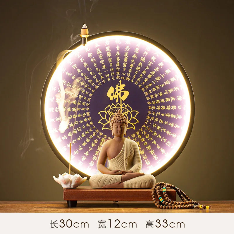 Buddha Statue Tathagata Buddha Figure Sakyamuni Large Buddha Statue Ceramic Lamp Circle Customized For Incense Porch Home Decor