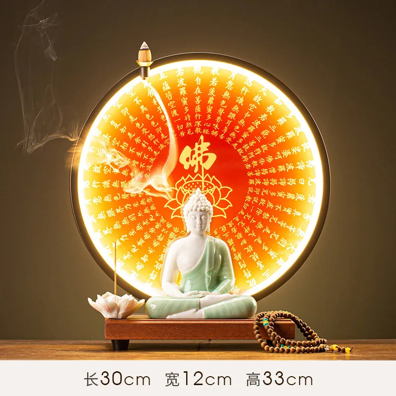 Buddha Statue Tathagata Buddha Figure Sakyamuni Large Buddha Statue Ceramic Lamp Circle Customized For Incense Porch Home Decor