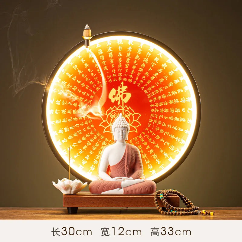 Buddha Statue Tathagata Buddha Figure Sakyamuni Large Buddha Statue Ceramic Lamp Circle Customized For Incense Porch Home Decor