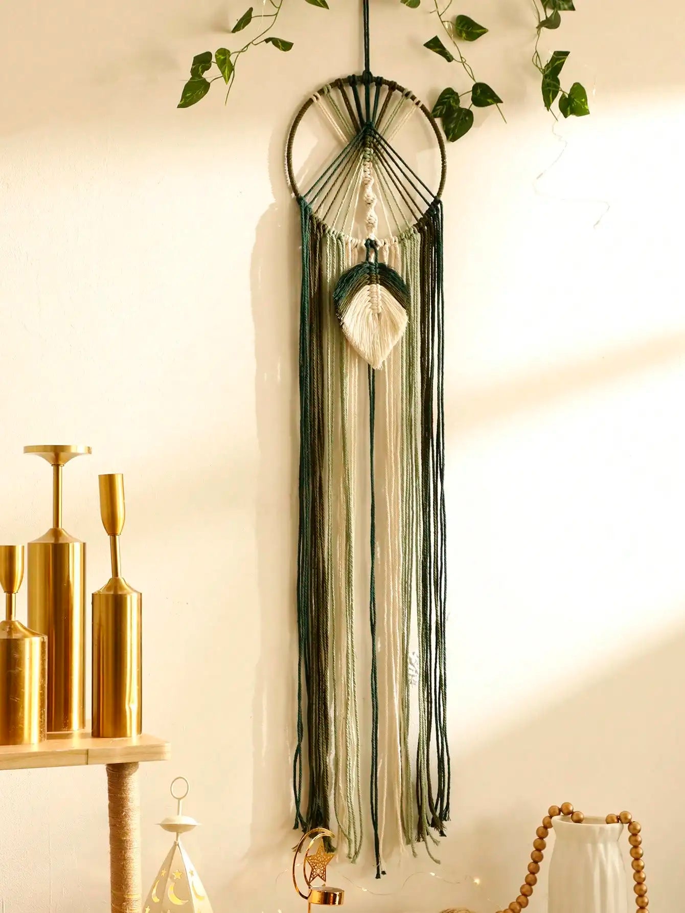 Circular Leaf Macrame Dreamcatcher