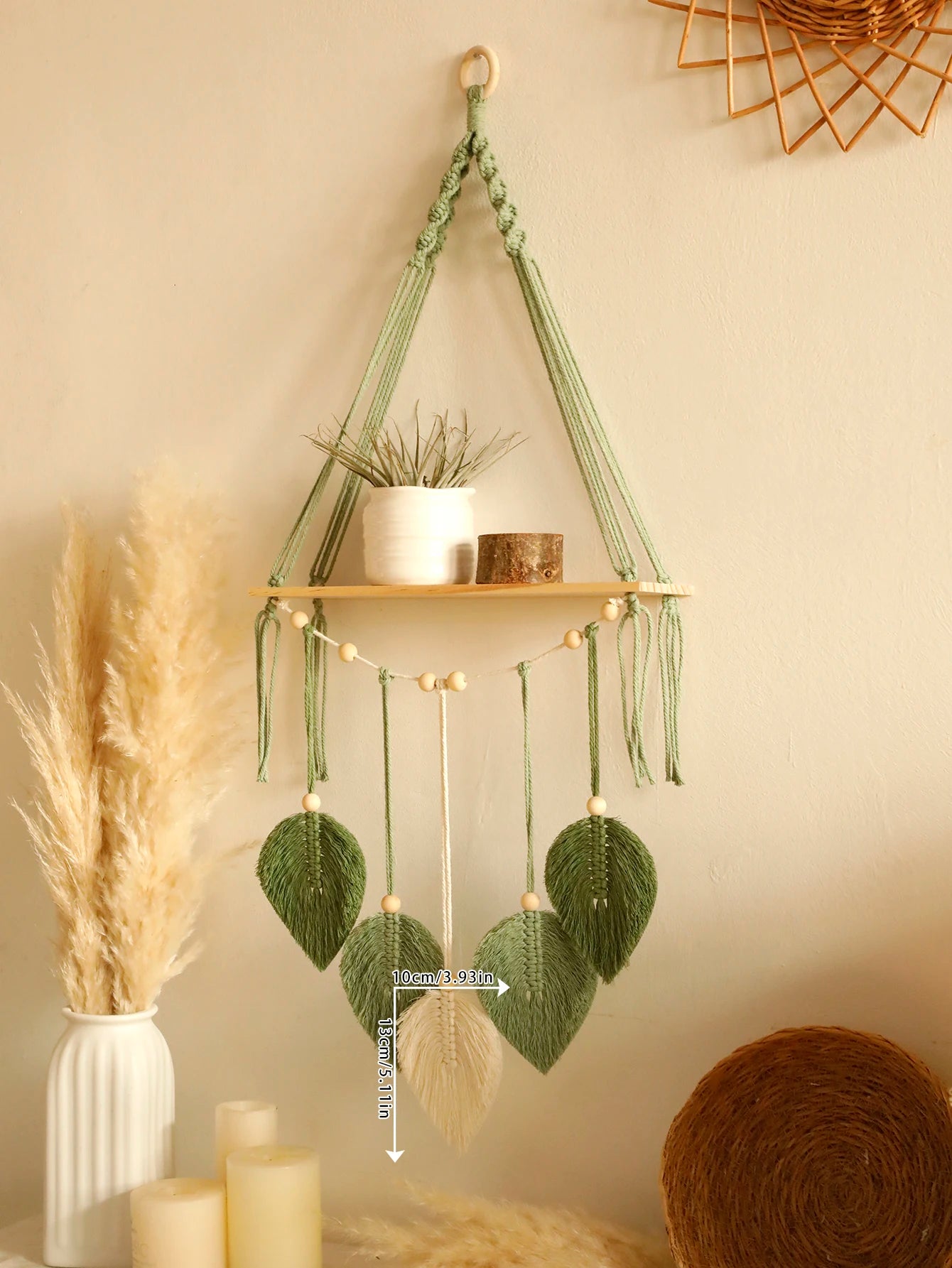 Leaf Macrame Floating Shelf Tapestry