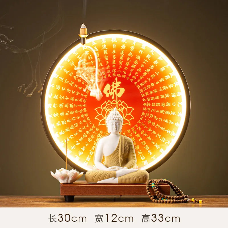 Buddha Statue Tathagata Buddha Figure Sakyamuni Large Buddha Statue Ceramic Lamp Circle Customized For Incense Porch Home Decor