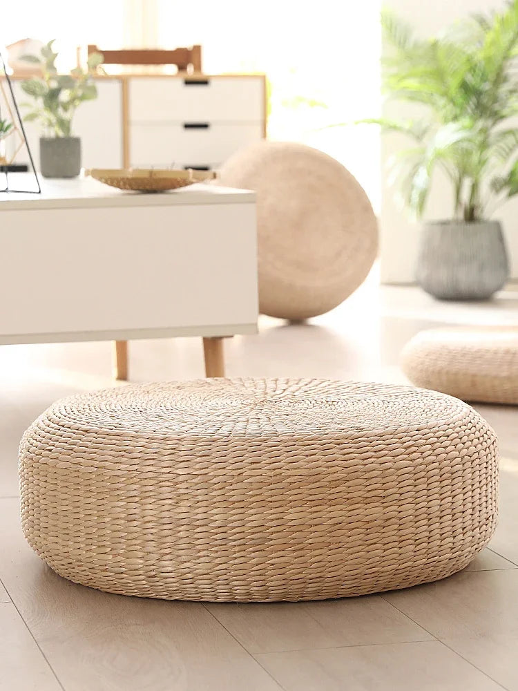 Straw futon seat cushion Japanese tatami meditation kneeling prayer mat Hand woven natural cushion