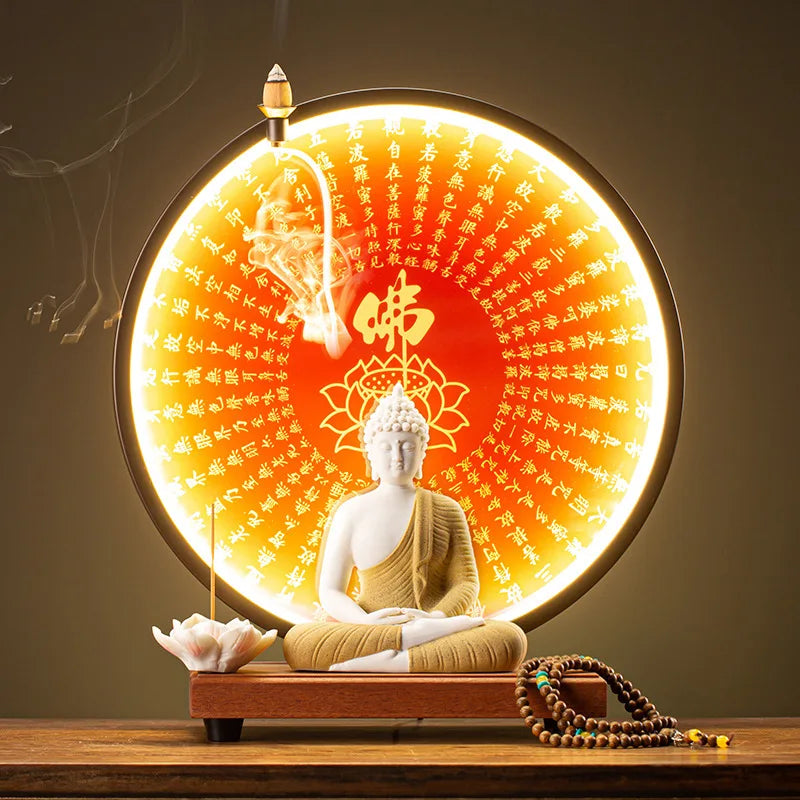 Buddha Statue Tathagata Buddha Figure Sakyamuni Large Buddha Statue Ceramic Lamp Circle Customized For Incense Porch Home Decor