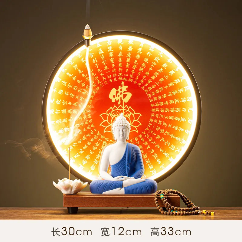Buddha Statue Tathagata Buddha Figure Sakyamuni Large Buddha Statue Ceramic Lamp Circle Customized For Incense Porch Home Decor