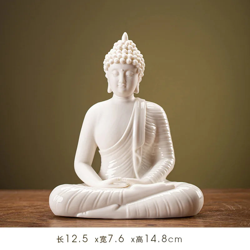 Buddha Statue Tathagata Buddha Figure Sakyamuni Large Buddha Statue Ceramic Lamp Circle Customized For Incense Porch Home Decor