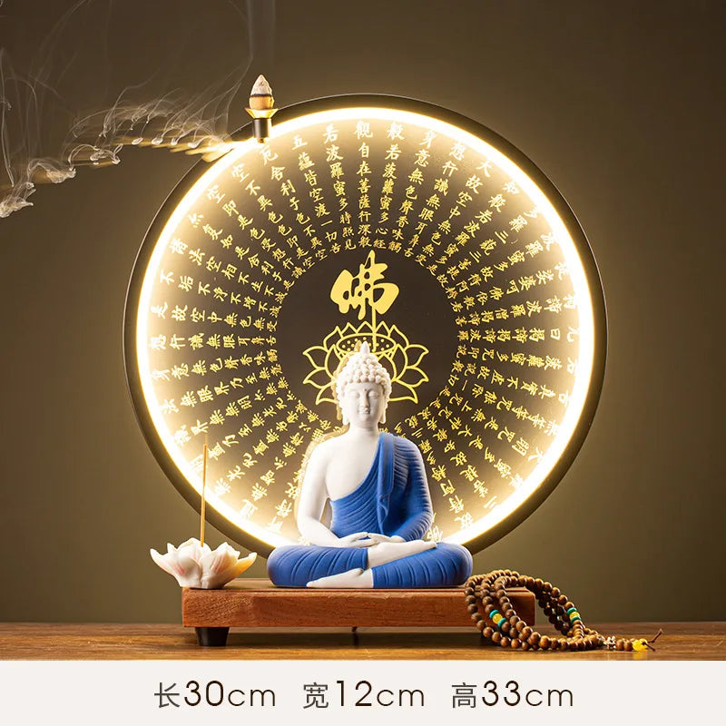 Buddha Statue Tathagata Buddha Figure Sakyamuni Large Buddha Statue Ceramic Lamp Circle Customized For Incense Porch Home Decor