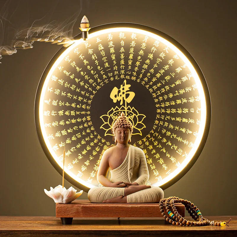 Buddha Statue Tathagata Buddha Figure Sakyamuni Large Buddha Statue Ceramic Lamp Circle Customized For Incense Porch Home Decor